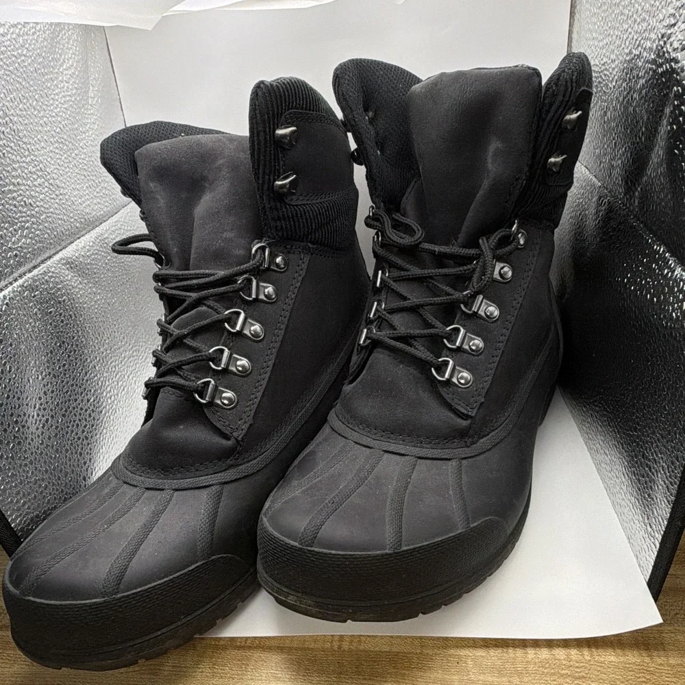 Target Men's Black Duck Boots Rain Snow Lace Up Waterproof Size 12 Winter Boots